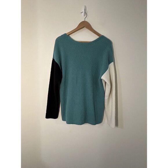 Apt 9 Black White & Teal Color Block Sweater Women’s L - Picture 2 of 5